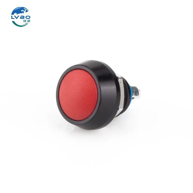 LVBO Black shell Red touch point pulsante di arresto di avvio momentaneo personalizzato da 12mm per interruttore a pulsante in metallo