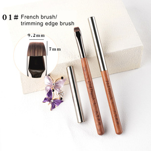 Pinceau à ongles en nylon végétalien avec manche en bois pour gel UV, ergonomique, tête ronde, plate, ovale, pour manucure française, pinceau de salon - Product Image 6