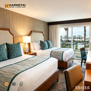 Muebles Personalizados para Habitaciones de <span class=keywords><strong>Hotel</strong></span> en la Playa, Estilo Americano, Cama King Size Tapizada en Madera de Nogal, Sillón, OEM ODM <span class=keywords><strong>Hotel</strong></span> - Product Image 1