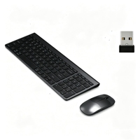 Clavier et souris sans fil rechargeables 2,4 G 109S avec récepteur USB - Ensemble de bureau fin 99 touches (Argent/Noir/Gunmetal)