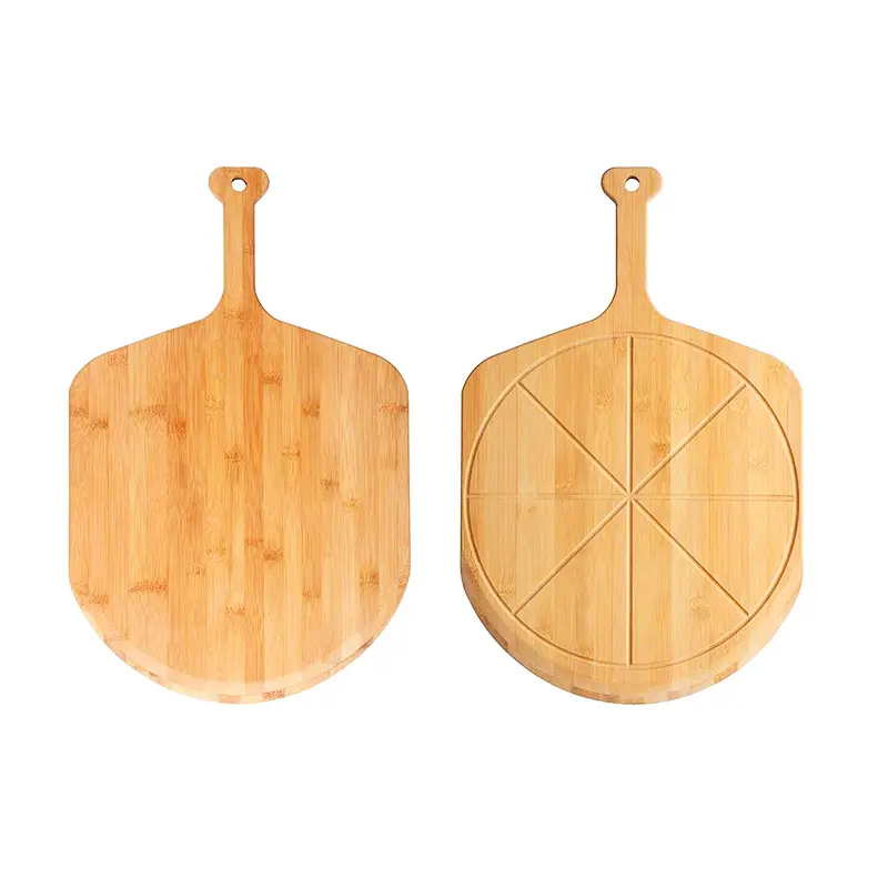 JOYWAVE Natural Bamboo Pizza Paddle Spatula Oven Pizza Peel Pizza Cutting Board for Cheese Bread Fruit Vegetable