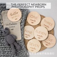 Plaque de jalons de développement pour bébé, ronde en bois, accessoire photo pour le bienvenue du nouveau-né, panneau commémoratif