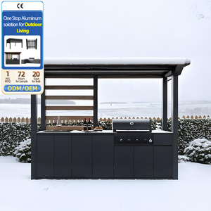 YardLux moderne <span class=keywords><strong>Artisan</strong></span> <span class=keywords><strong>cuisine</strong></span> armoire en aluminium extérieur BBQ modulaires évier robinet charnière accessoires Patio ensemble mobilier d'extérieur - Product Image 1