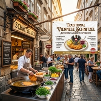 Bendera Promosi Wiener Schnitzel Kustom; Bendera Promosi Luar Ruangan Bahan Polyester Non-woven; Signage Cetak Digital Tahan UV