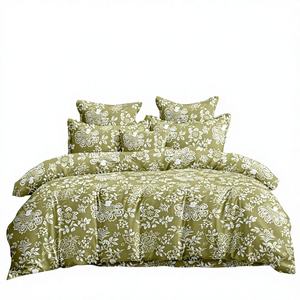 Juego de Ropa de Cama Doble Moderna con Bordado Jacquard, Sábanas de Algodón Lavado Suave de Lujo para Todas las Temporadas, Funda de Edredón con Estampado Floral para el Hogar - Product Image 1