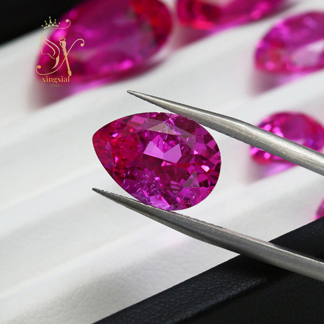 Wholesale 4*6mm to 15*20mm Synthetic Ruby Gemstone for Jewelry Making Pear Cut Ruby Loose Stone Lab Grown Rose Red Ruby