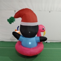 Pinguins de Noël hawaïens gonflables de 1,5 m avec lumières LED – Décoration de Noël illuminée