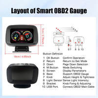 Compteur intelligent multifonction pour voiture, scanner électronique OBD2+GPS, navigation automobile, compteur de vitesse, écran LCD HUD (Head-up Display)