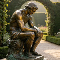 Célèbre sculpture en bronze antique sur mesure, grandeur nature, homme assis