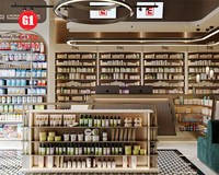 Diseño Interior de Farmacia Personalizado, Góndola de Doble Cara, Exhibidor Vertical para Farmacia, Mueble de Exhibición de Pared para Farmacia
