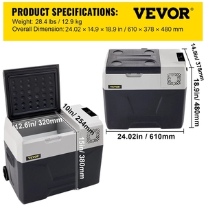 Refrigerador para Auto <span class=keywords><strong>VEVOR</strong></span>, Almacén UE, Refrigerador Portátil de 12 Voltios, Congelador de 40 L de Una Sola Zona con Ruedas y Asa - Product Image 2