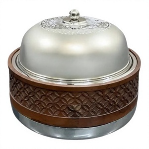 Olla de madera de alta calidad con diseño personalizado, cacerola elegante hecha a mano, calentador de alimentos decorativo de metal, el más vendido - Product Image 1