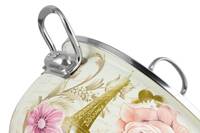 Ensemble de casseroles en émail de 18, 20, 22, 24, 26 cm, couleur blanc beige, logos, casserole profonde, poignée en acier inoxydable, couvercle en verre, luxe