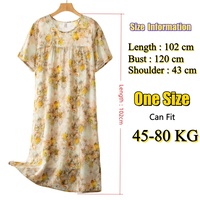 Chemises de nuit d'été fines pour femmes, vêtements de maison, imprimé tendance, manches courtes, col rond, robe confortable en viscose pour femme