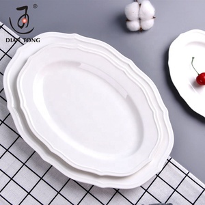 DianTong <span class=keywords><strong>Assiette</strong></span> Ovale à Poisson en <span class=keywords><strong>Porcelaine</strong></span> <span class=keywords><strong>Blanche</strong></span> Personnalisée de 20/25/30 cm pour Vaisselle de Restaurant, Plats de Service d'Hôtel en Céramique - Product Image 1