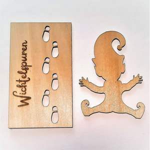 Décoration de Noël artisanat en bois boîtes en bois signes muraux wicht elf <span class=keywords><strong>puren</strong></span> découpe laser artisanat en bois - Product Image 1