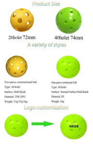 MOZKUIB 6pcs Luminous Pickleball 40 Holes Outdoor Pickleball With Net Bag Glow In The Dark Ball For Indoor And Outdoor