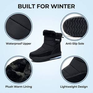 Inverno all'ingrosso nuovi <span class=keywords><strong>stivali</strong></span> da neve <span class=keywords><strong>impermeabili</strong></span> da uomo e da donna che si addensano scarpe invernali Casual nere termiche da esterno per uomo - Product Image 4