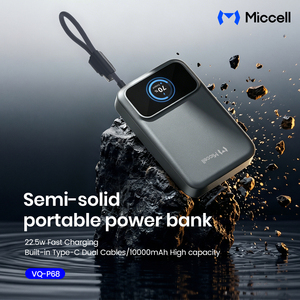 Miccell - Baterías Externas Semisólidas de 10000 mAh con Cable de Datos 3 en 1, Carga Rápida Inalámbrica Magnética de 22.5W para Teléfono y Reloj - Product Image 2