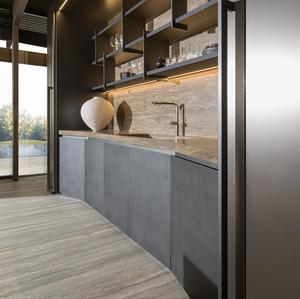Porta dell'armadio in acciaio inossidabile lucida moderna parete modulare costruita in armadi da cucina progetta set di mobili da cucina in legno massiccio - Product Image 3
