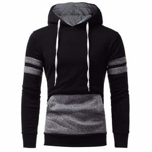 <b>Mens</b> Black <b>Grey</b> Hoodie Color Block Pullover Casual Streetwear Warm Fleece Long Sleeve Fashion <b>Sweatshirt</b> - Product Image 3