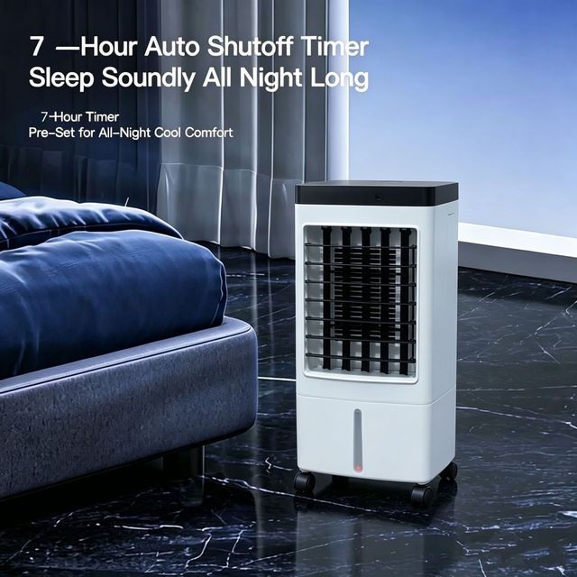 Portable Evaporative Air Cooler with Remote Control - 10L Tank & Ice Crystals for Home & Office