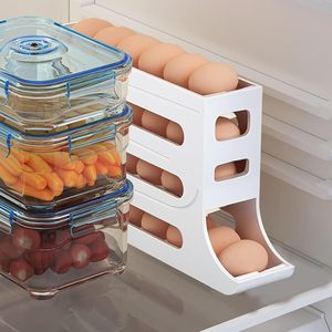 Porte-œufs à 4 niveaux, à roulement automatique, grande capacité, boîte de rangement pour porte latérale de réfrigérateur, distributeur d'œufs pour la cuisine - Product Image 2