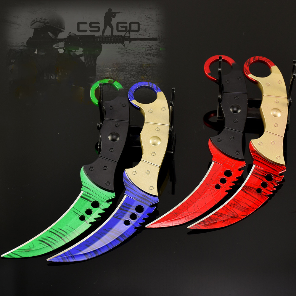 CSGO тактический нож Karambit копия 20 см цельнометаллический с кожаным футляром коллекционный игровой товар и демонстрационная модель