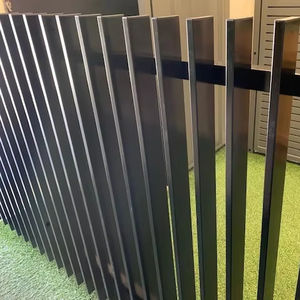 Clôture de jardin moderne en aluminium noir à panneaux plats, lame verticale 3D, revêtement en poudre, facile à assembler - Product Image 1