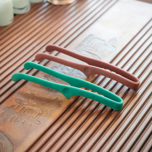 <b>Tea</b> Tongs Stainless Steel With Silicone Coating Brown And Green For Kung Fu <b>Tea</b> <b>Set</b> Accessories - Product Image 1