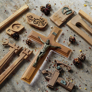 Croix religieuse catholique en bois plaqué platine de 4,7 pouces, <span class=keywords><strong>crucifix</strong></span>, artisanat <span class=keywords><strong>DIY</strong></span>, pendentifs de mode, breloques, personnalisation - Product Image 3