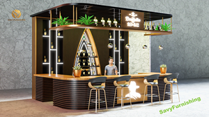 Solución de Diseño de Quiosco de Café 3D, Stand de Café de Madera para Centro Comercial, Mostrador de Café Moderno de Madera - Product Image 3