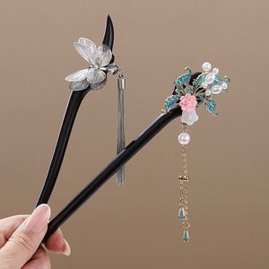 Horquillas Antiguas Chinas para el Cabello para Mujer, con Perlas, Flores y Mariposas, Hechas a Mano, Accesorios de Joyería, Adornos para el Cabello - Product Image 4
