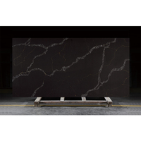 DCT CN7080 Dalle de pierre de quartz moderne, personnalisation OEM/ODM, finition craquelée noir et blanc, pour table de salle à manger d'hôtel et cuisine