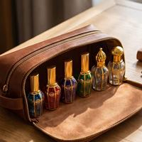 Flacon de parfum bombé de 10 ml, doré, avec motif clé grecque filigranée, applicateur à bille, applicateur à immersion, pulvérisateur, flacon rechargeable, fiole à parfum, huile d'attar