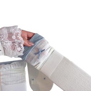 ถุงเท้าผู้หญิงทรงหลวมระดับกลางน่อง ระบายอากาศได้ดี แต่งโบว์ สไตล์บัลเลต์สำหรับฤดูใบไม้ผลิ สีเทา น้ำเงิน ขาว ลายหัวใจ ทำจากเส้นใยโพลีเอสเตอร์ - Product Image 4