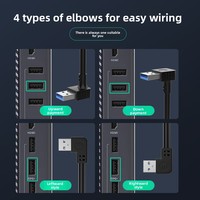 Câble d'extension USB 3.0 mâle vers femelle, entièrement blindé, design à oreilles, 90 degrés, avec conducteur en cuivre pur étamé