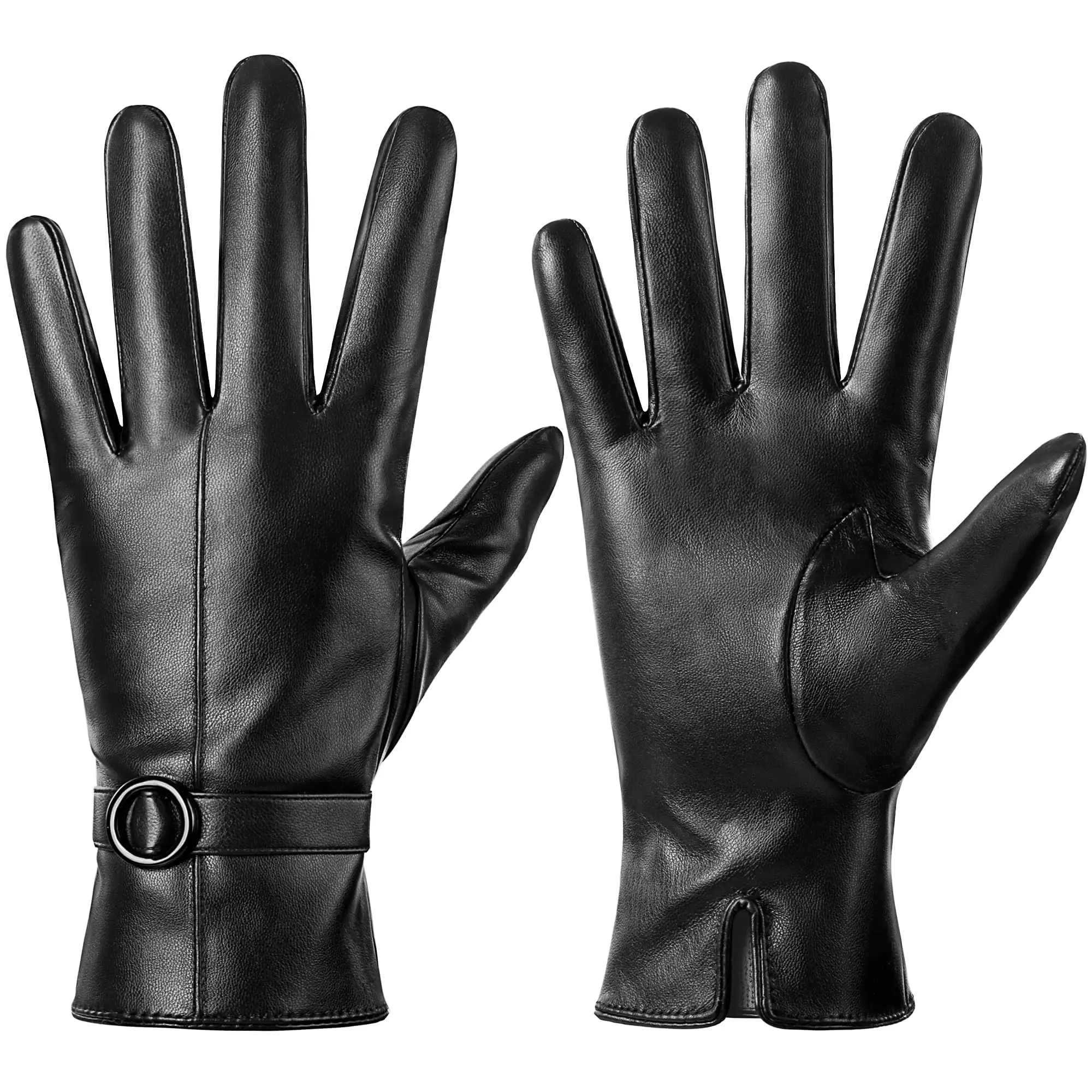 Haute qualité mode femmes filles doux hiver chaud écran tactile gants en cuir PU cuir conduite gants