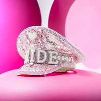 Chapeau de mariée rose à sequins, strass et perles en forme de cœur, pour enterrement de vie de jeune fille, mariage, festival, unisexe, fête, décontracté, plage - Vente en gros, MOQ 3