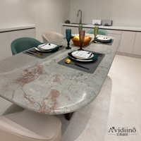 Table à manger en marbre italien de luxe, pierre naturelle, meubles de salle à manger personnalisables