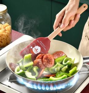 Spatule en silicone personnalisée pour Noël, spatule à gâteau en vrac, grattoir de cuisine avec manche en bois, résistante à la chaleur, passe au lave-vaisselle, écologique, Noël - Product Image 4