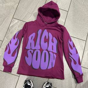 Nuovo Logo personalizzato Dtg Pullover oversize 2 pezzi pantaloni svasati da uomo due pezzi set di pantaloni sportivi svasati da uomo Crop Top e set felpa con cappuccio - Product Image 2