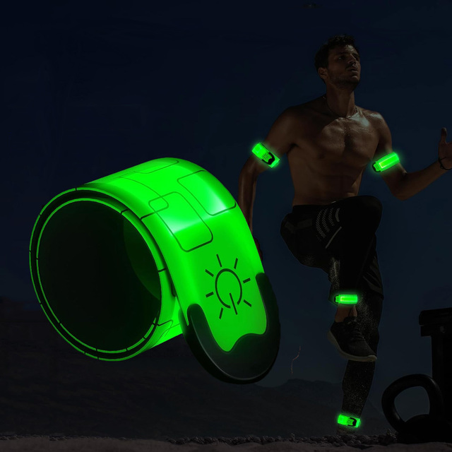 Custom USB Rechargeable LED Flashing Roll up Slap Bracelet with IP33 Rating and Nylon+TPU+Iron Material for Night Jogging Safety