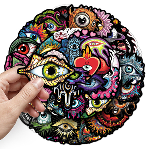 50 feuilles d'autocollants gothiques personnalisés en vinyle imperméable, motif œil mystérieux psychédélique, pour skateboards, casques, ordinateurs portables - Product Image 6