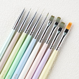 Profesional 1/9 Uds. Juego de pinceles para decoración de uñas de Color Macaron, delineador de arte corto, pluma de pintura de detalle, herramientas planas de madera para uñas de pelo de nailon - Product Image 3