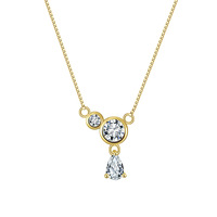 Collier clavicule en argent sterling S925 plaqué or 14 carats avec micro-incrustations de zircons, bijoux cadeau en gros