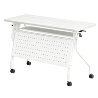 Table de formation mobile pliante grande capacité avec roulettes, plateau imitation bois, structure métallique blanche – Idéale pour conférence/bureau