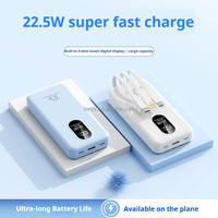 Meilleure vente Nouvelle banque d'alimentation portable 20000mAh avec affichage numérique Type-C 22.5W Câble USB intégré à trois fils pour une charge rapide