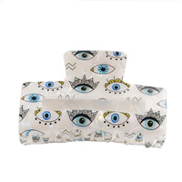 Pince à cheveux en PVC style requin personnalisée, motif œil de diable bleu, pour femmes et filles, accessoire capillaire tendance