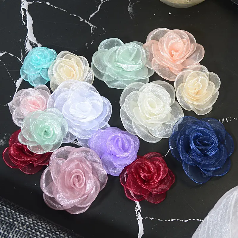 Rozengaren Bloem Voor 6.5Cm Diameter Delicate Handgemaakte Diy Materiaal Kleding Bloemen Kleding Haar Corsage Accessoires